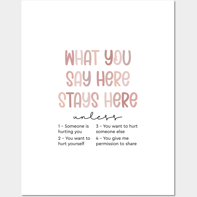 What You Say Here Stays Here Wall Art by BeKindToYourMind